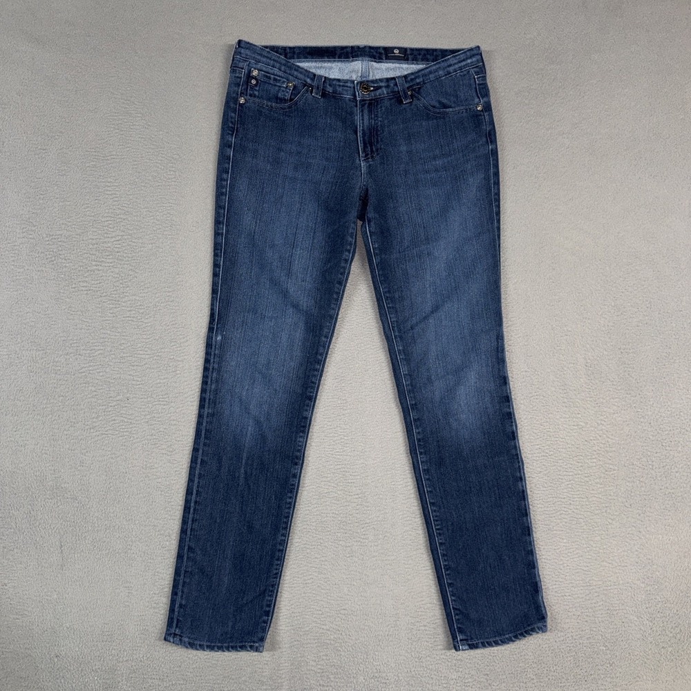 AG Adriano Goldschmied Jeans Womens 30 Blue Stilt Straight Distressed Denim